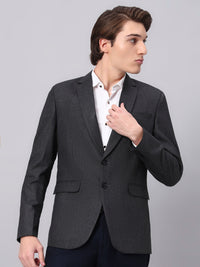 Men wearing charcoal grey viscose blazer in executive style look