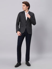 Precision tailoring and premium finish of charcoal blazer