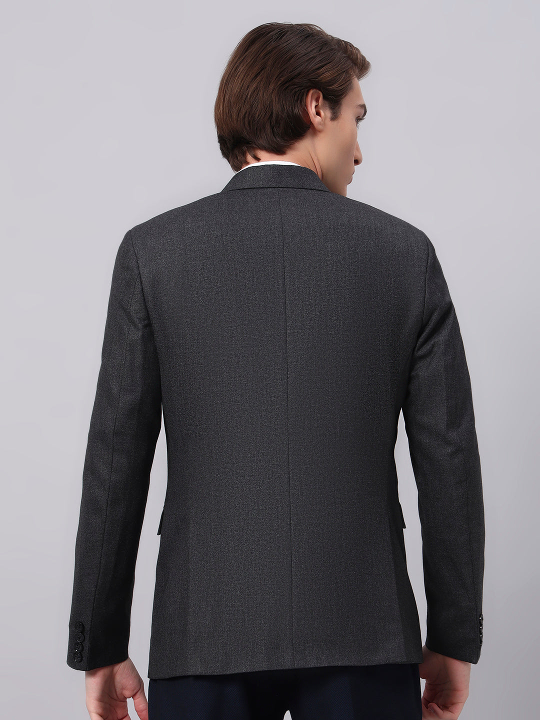 Urban refined outfit featuring charcoal grey blazer