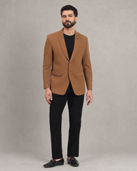 Men’s Camel Brown Stretchable Casual Blazer – Fresh Modern Style