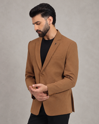 Men’s Camel Brown Stretchable Casual Blazer – Fresh Modern Style