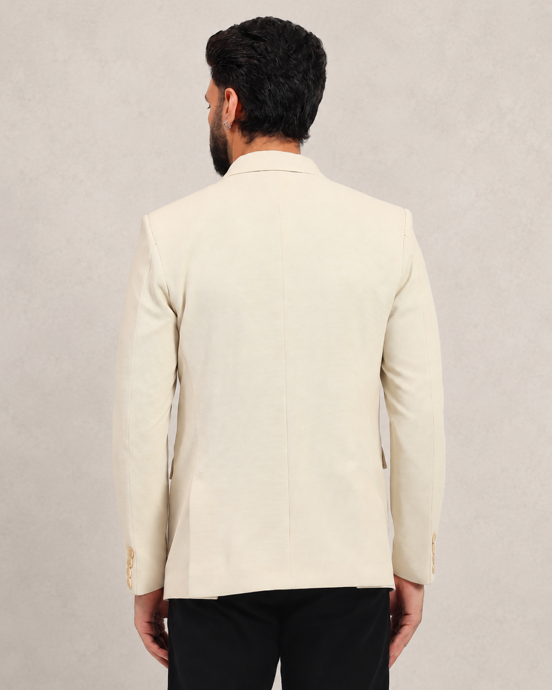Men’s Beige Stretchable Casual Blazer – Clean Everyday Style