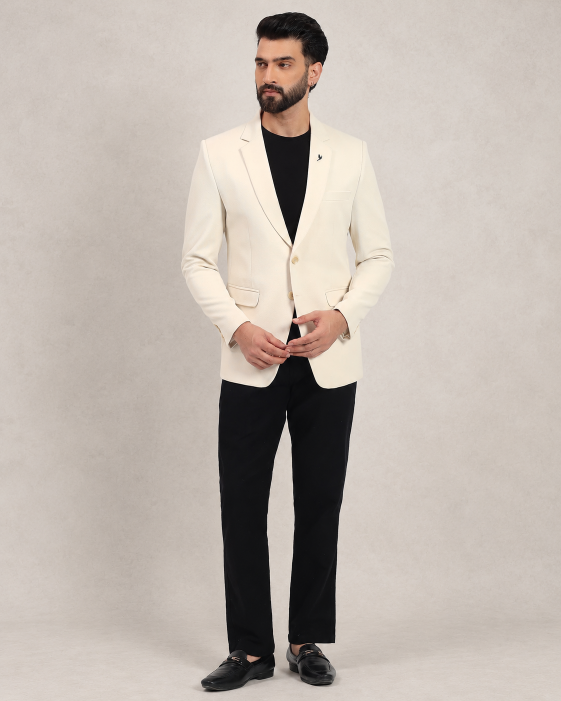 Men’s Beige Stretchable Casual Blazer – Clean Everyday Style