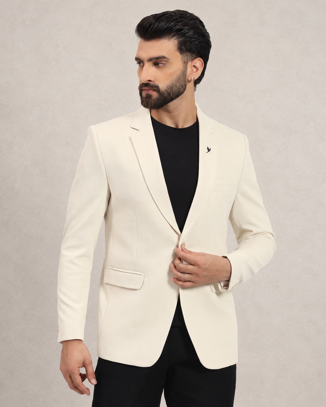 Men’s Beige Stretchable Casual Blazer – Clean Everyday Style