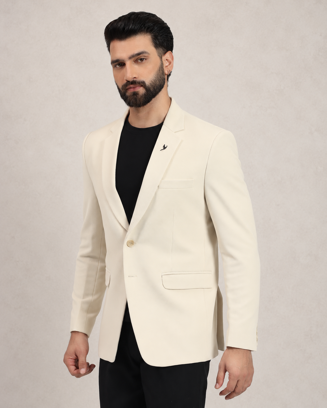 Men’s Beige Stretchable Casual Blazer – Clean Everyday Style