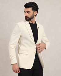 Men’s Beige Stretchable Casual Blazer – Clean Everyday Style
