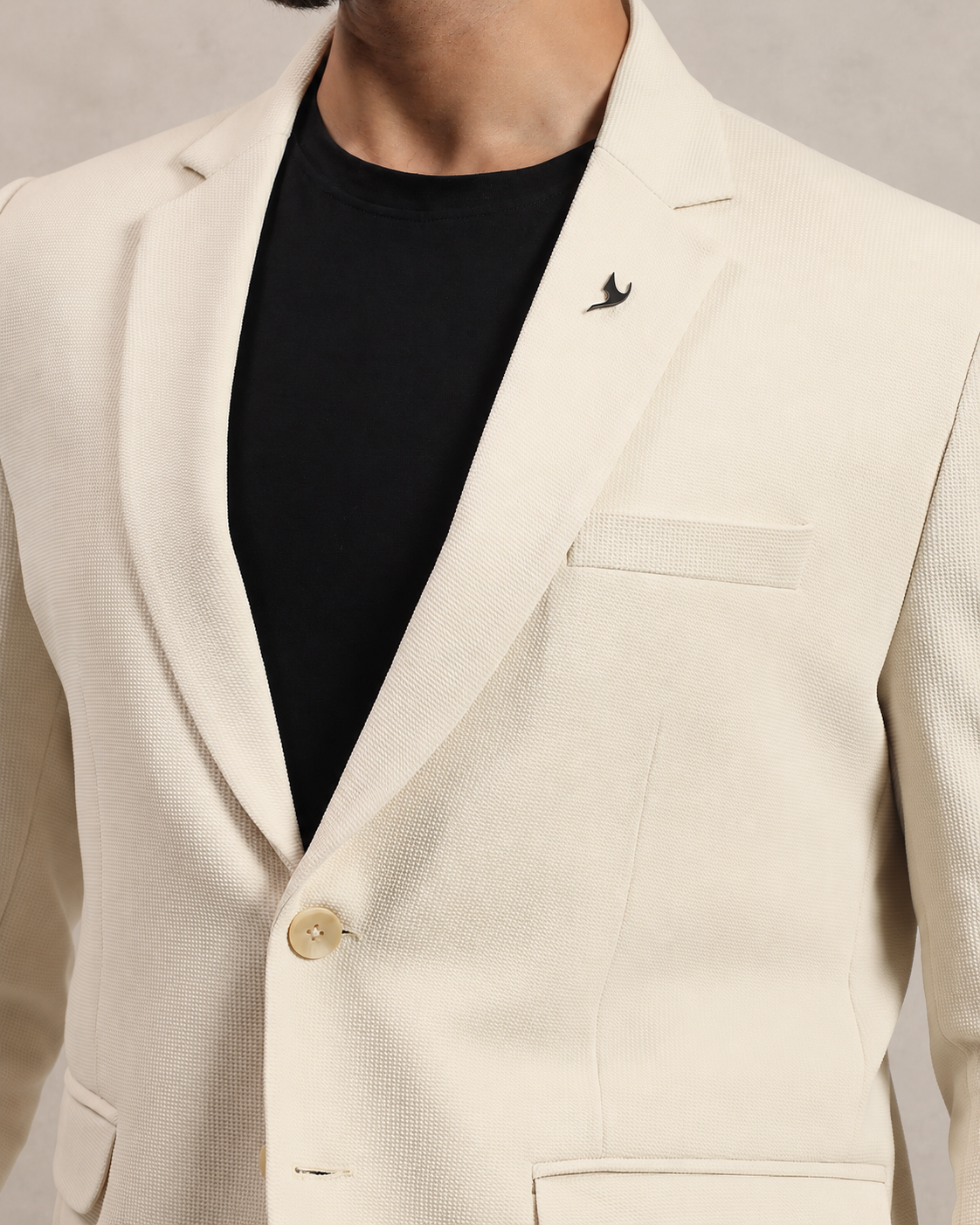 Men’s Beige Stretchable Casual Blazer – Clean Everyday Style