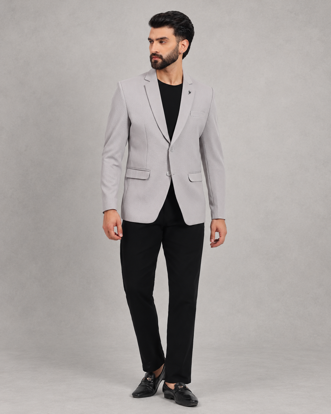 Men’s Grey Stretchable Casual Blazer – Modern Everyday Style