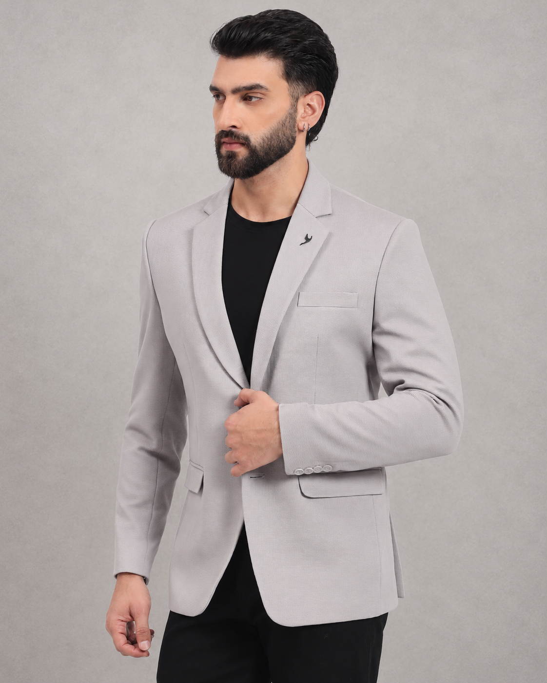 Men’s Grey Stretchable Casual Blazer – Modern Everyday Style
