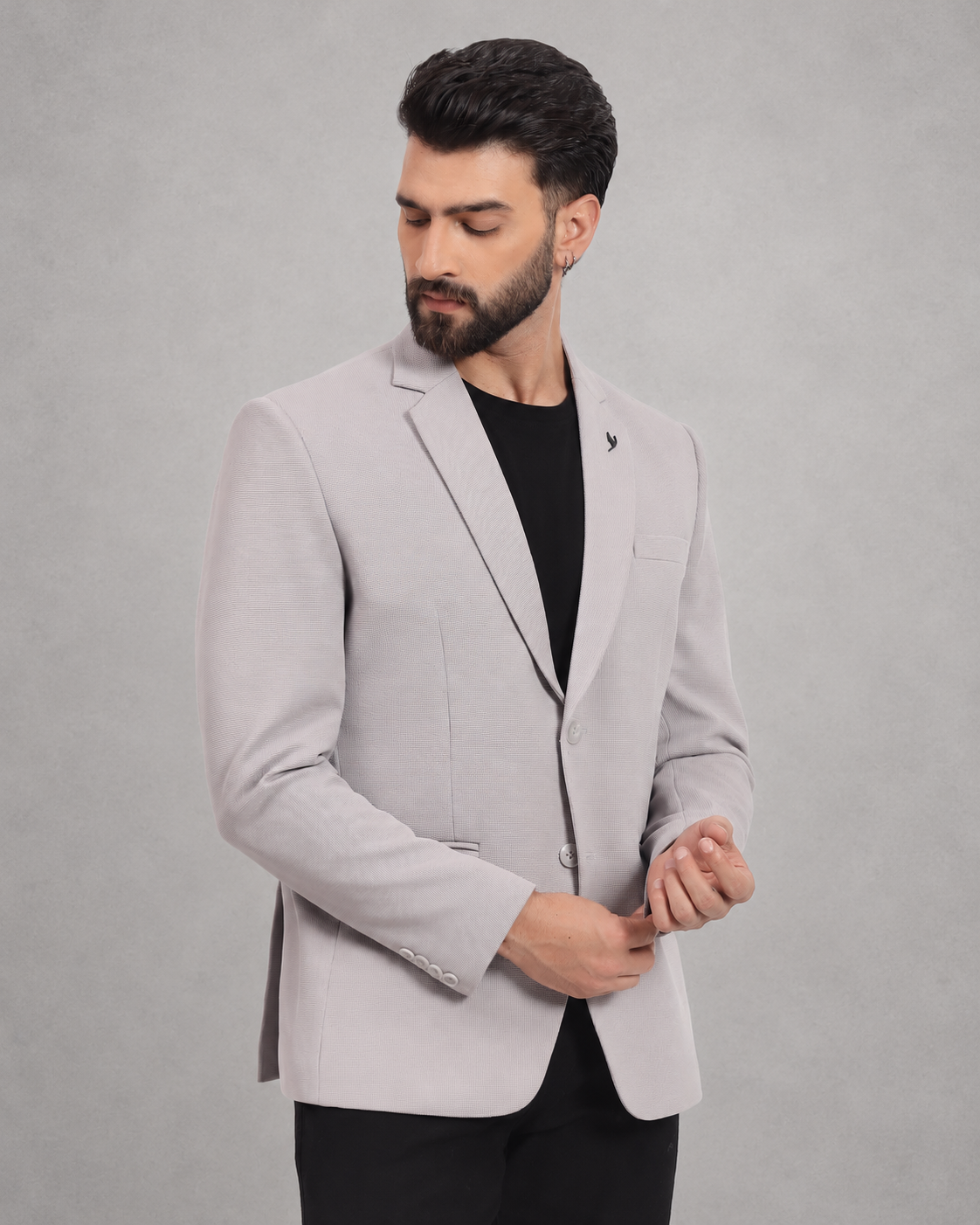 Men’s Grey Stretchable Casual Blazer – Modern Everyday Style