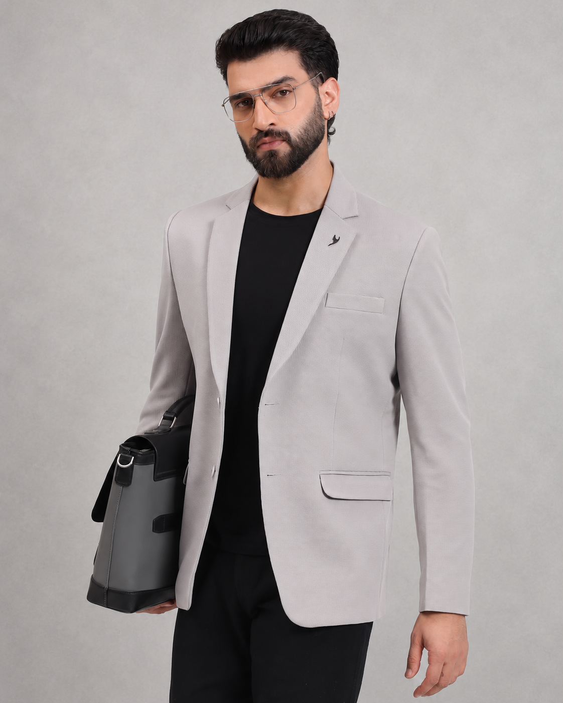 Men’s Grey Stretchable Casual Blazer – Modern Everyday Style