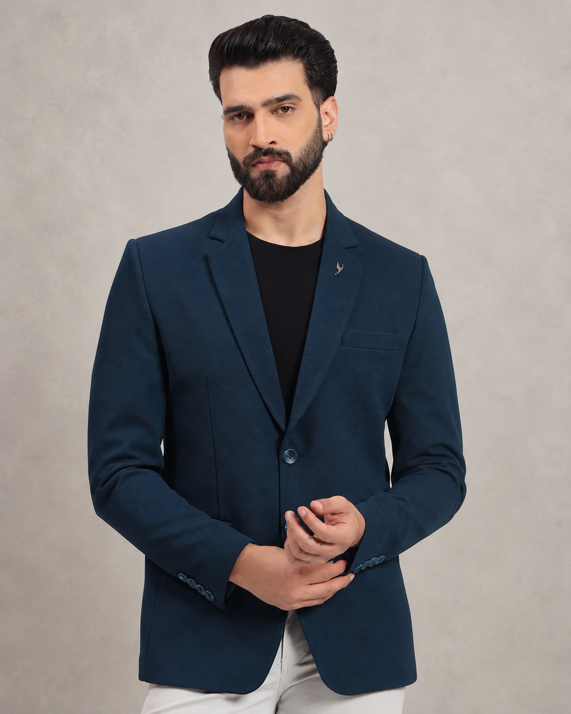 Men’s Peacock Green Stretchable Casual Blazer – Bold Modern Style