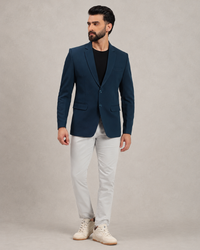 Men’s Peacock Green Stretchable Casual Blazer – Bold Modern Style