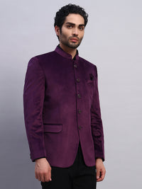 Men's violet Velvet Bandhgala Party Wear Blazer