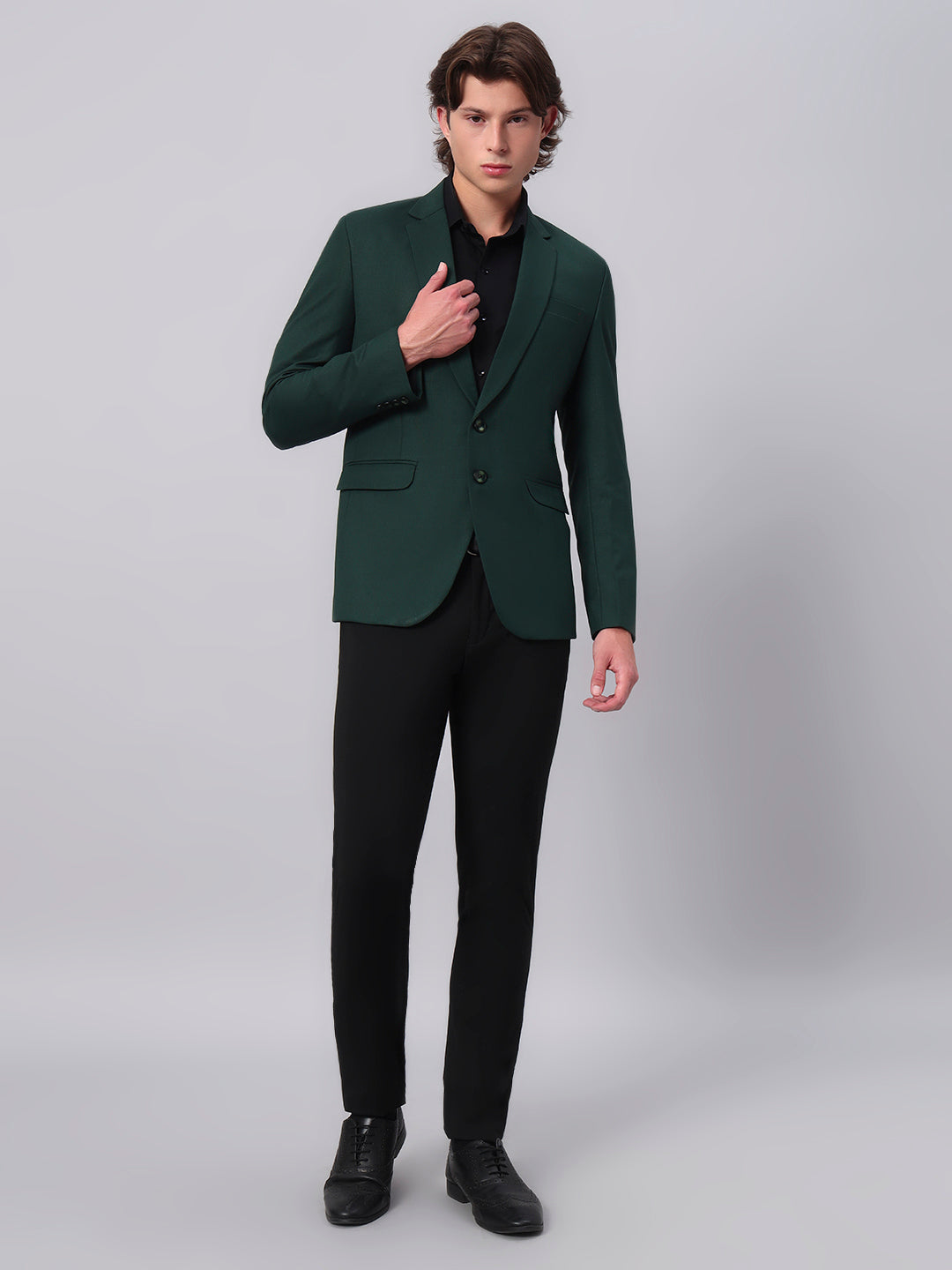 Premium tailoring and finishing of green blazer