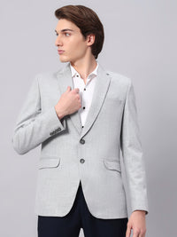 Smart casual styling with light grey blazer for men