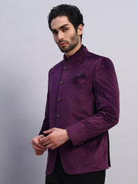 Men's violet Velvet Bandhgala Party Wear Blazer