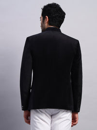 Men's Black Velvet Bandhgala Party Wear Blazer