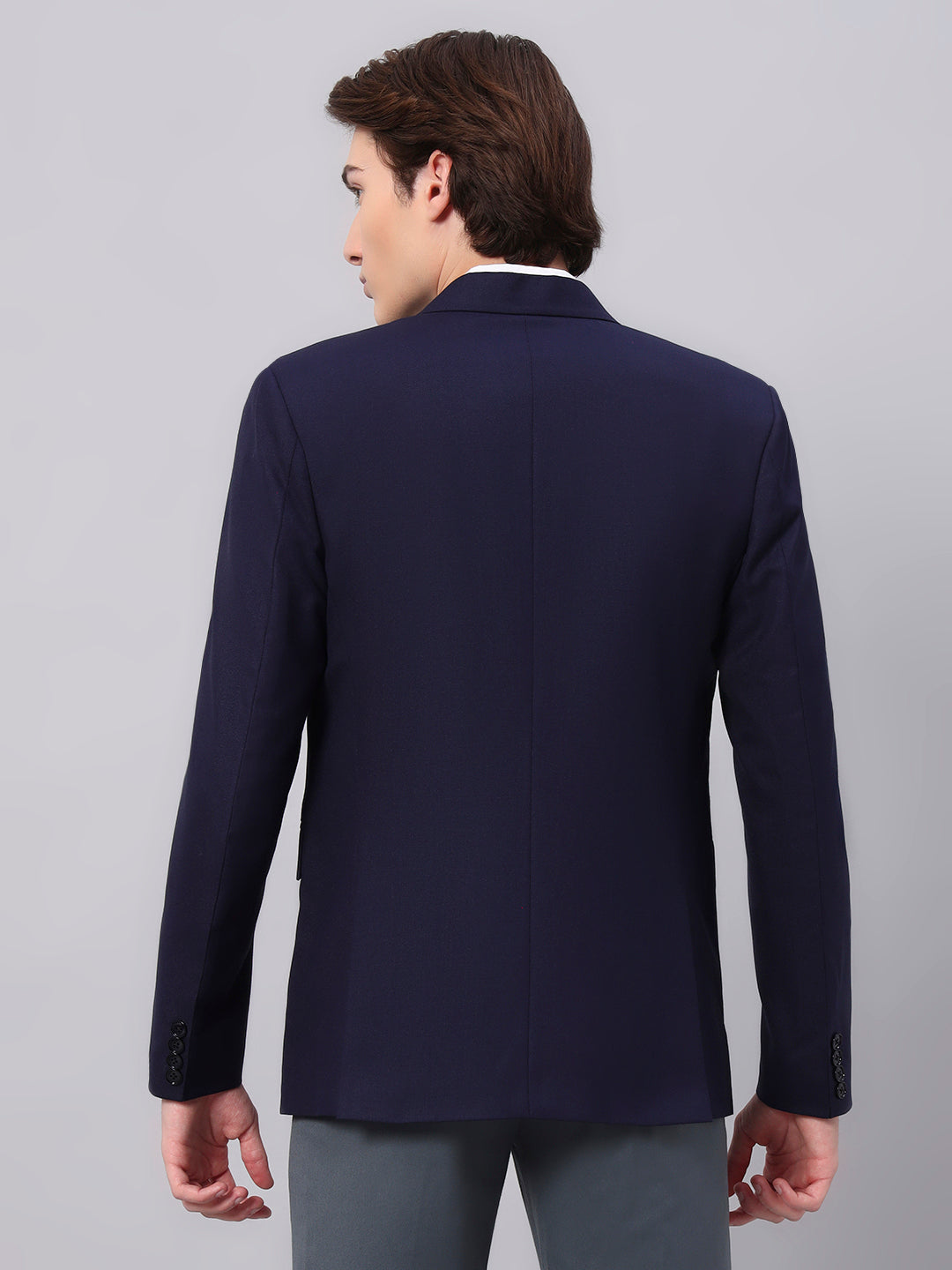Day to night styling with navy blue viscose blazer
