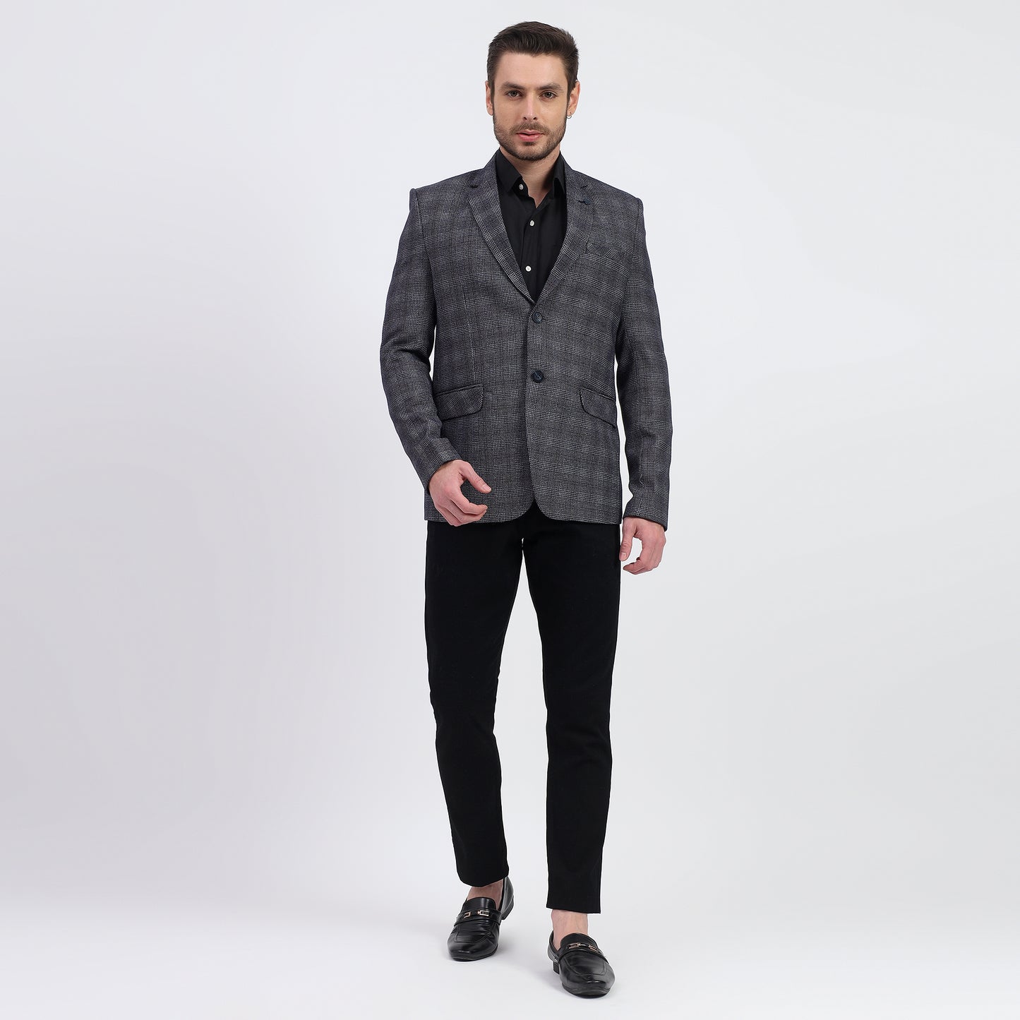 Darelooks Men's Check Blue Tweed Blazer