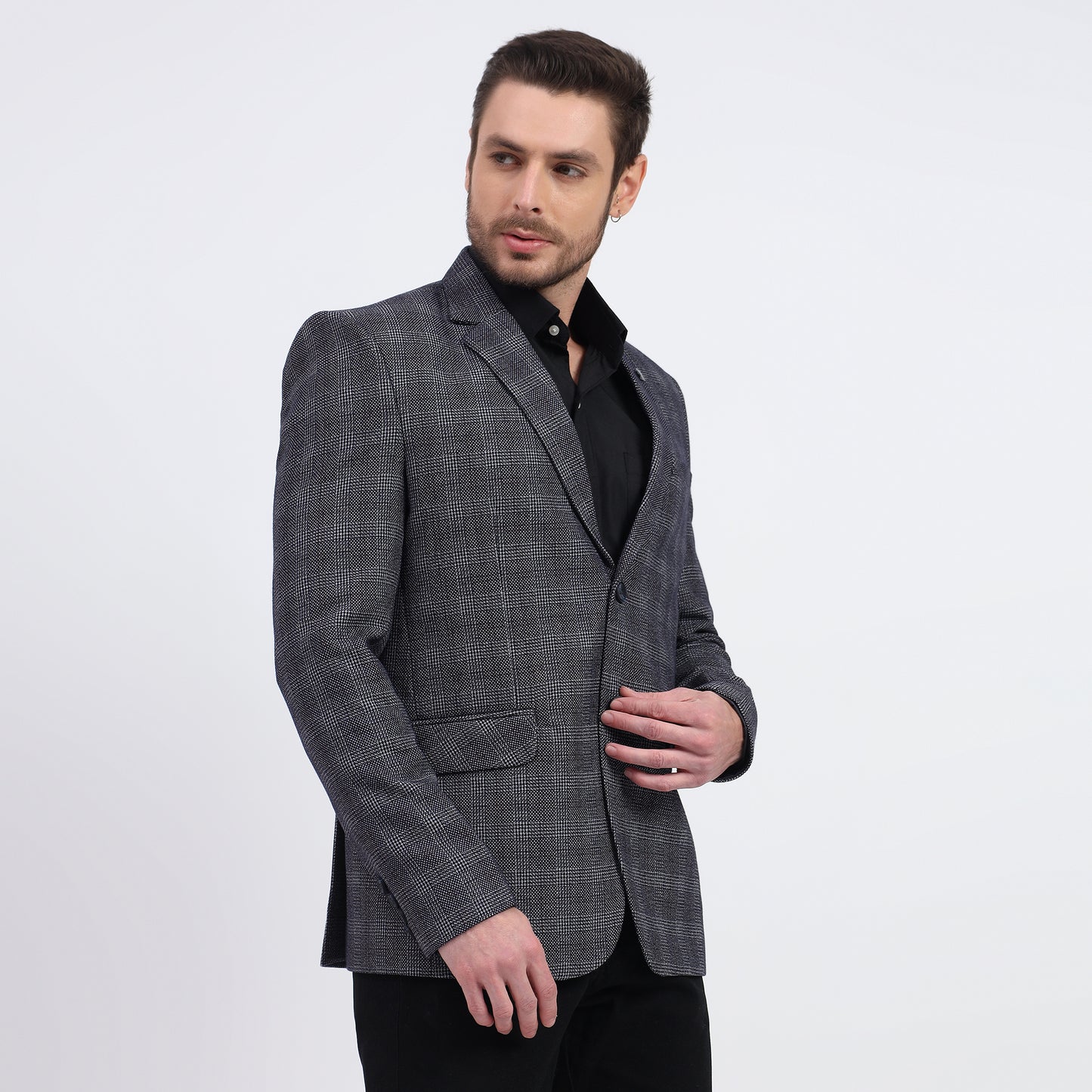 Darelooks Men's Check Blue Tweed Blazer