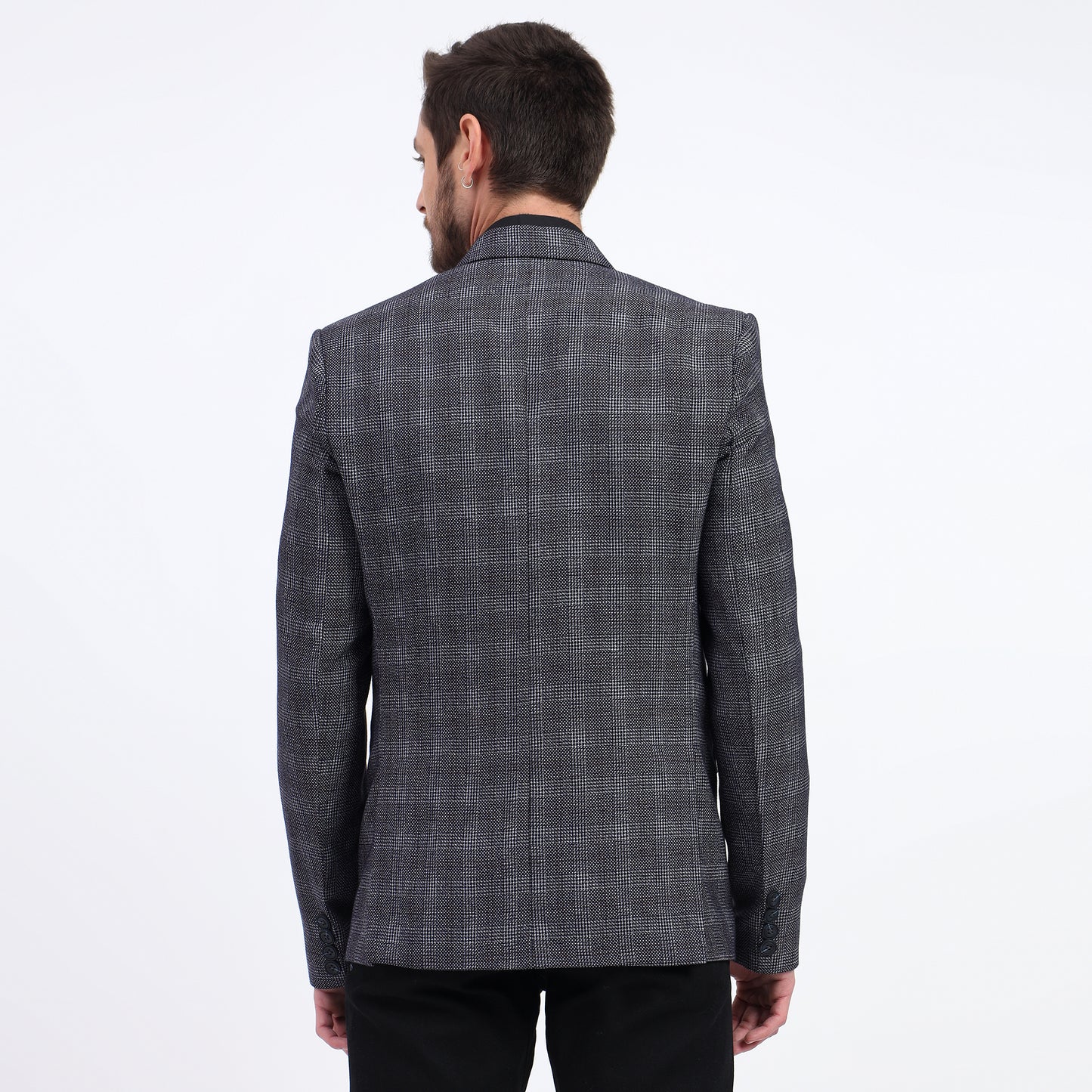 Darelooks Men's Check Blue Tweed Blazer