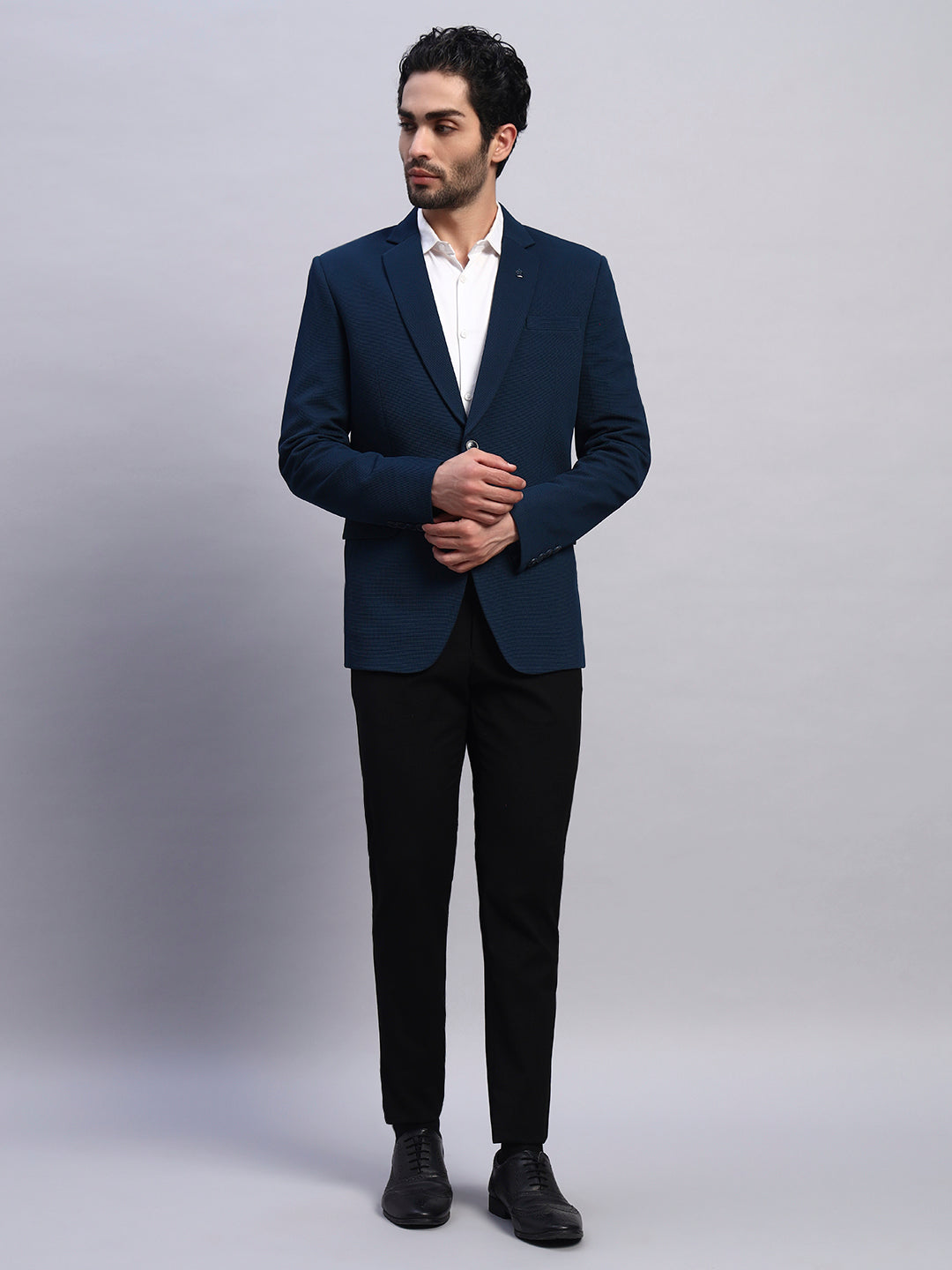 Premium tailored fit peacock green stretch blazer