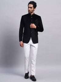 Men's Black Velvet Bandhgala Party Wear Blazer