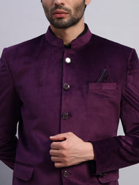 Men's violet Velvet Bandhgala Party Wear Blazer