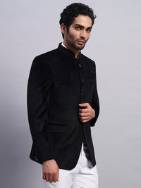 Men's Black Velvet Bandhgala Party Wear Blazer