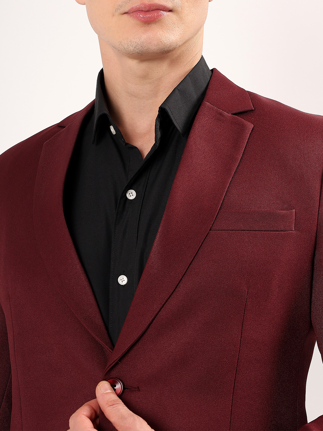 Deep color wine blazer perfect for evening wear