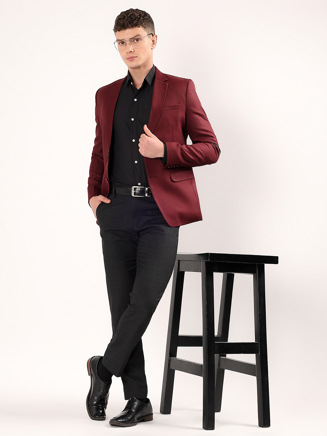 Elegant statement wine blazer for formal outfit