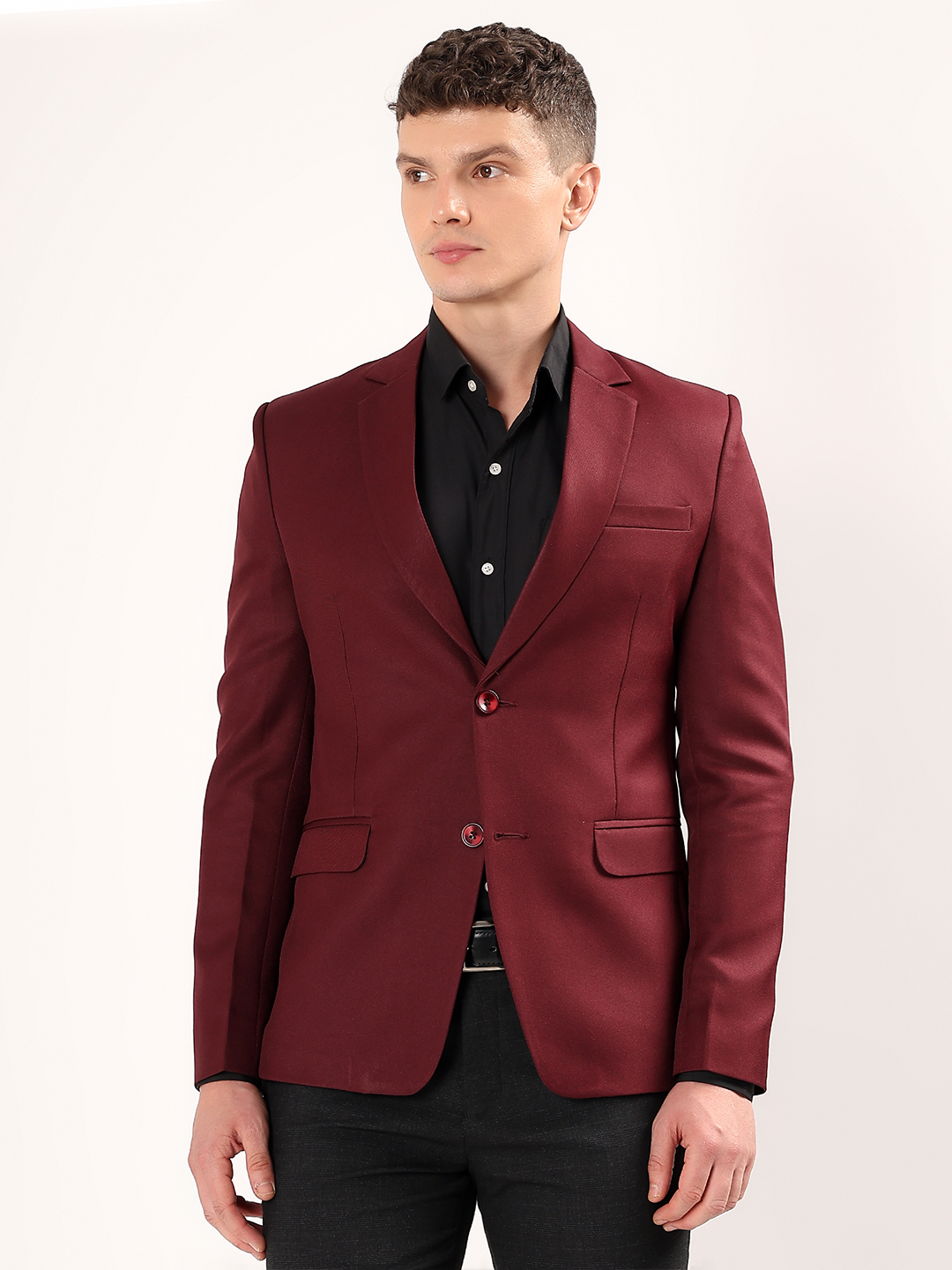 Men wearing wine blazer styled for rich formal look