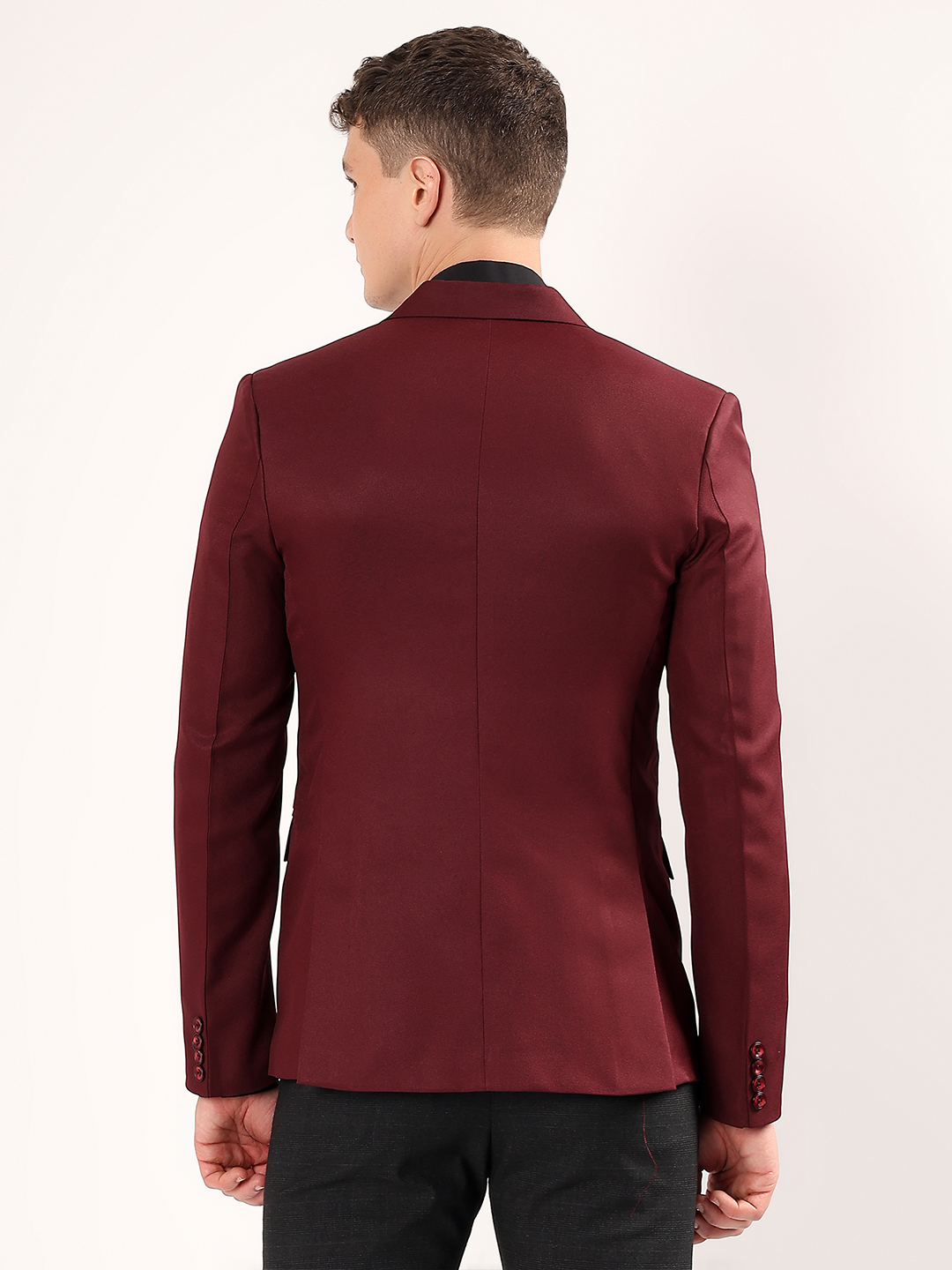 Smart formal outfit featuring wine blazer