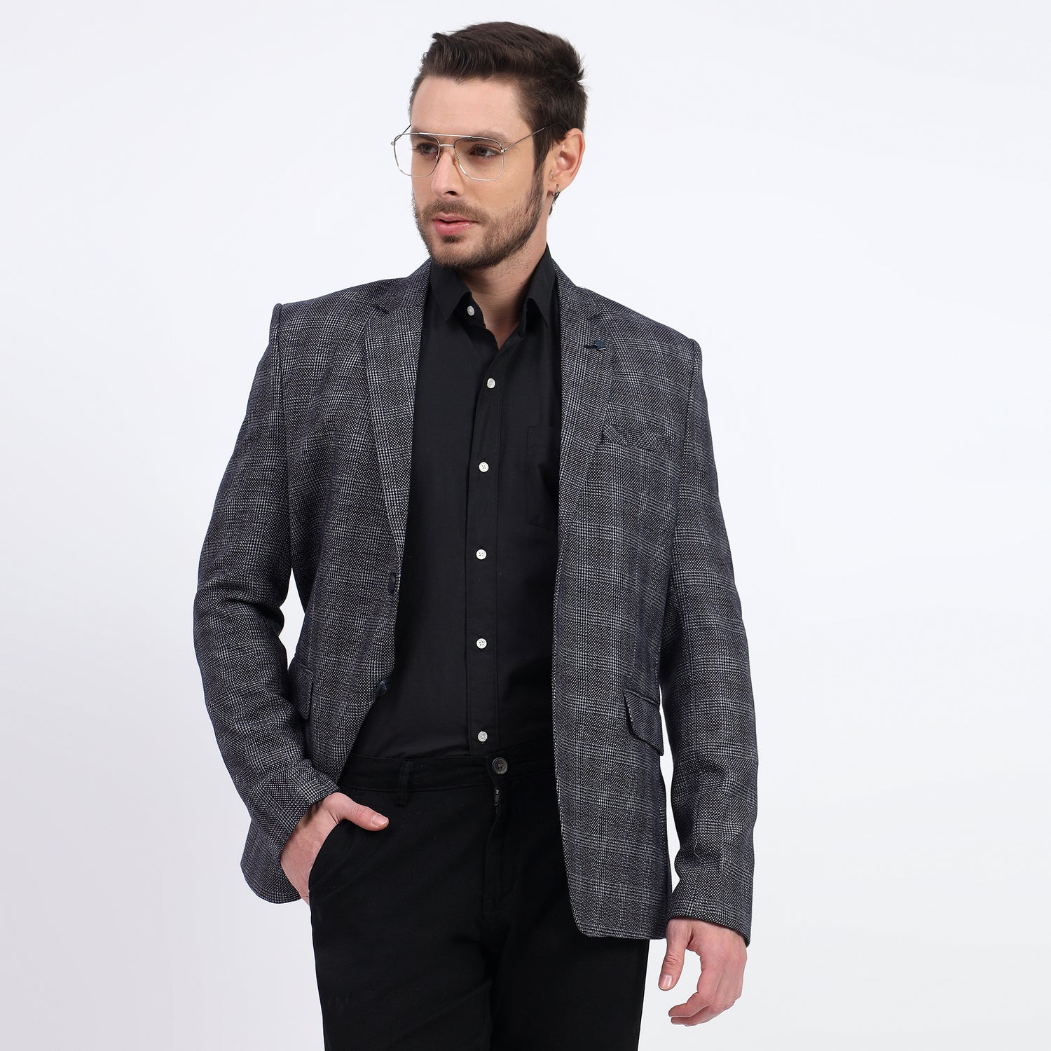 Refined check blue tweed blazer for men DareLooks premium fit