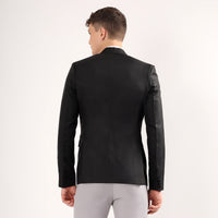 Smooth wrinkle resistant black polyester blend  breathable fabric with a refined polished finish
