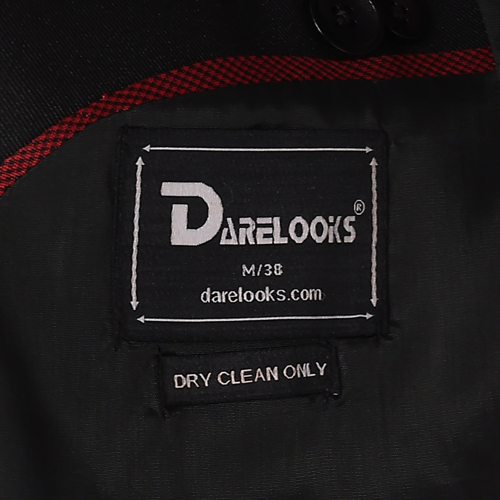 Notch lapel detail on Darelooks black blazer  sharp formal styling in a versatile black tone