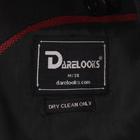 Notch lapel detail on Darelooks black blazer  sharp formal styling in a versatile black tone