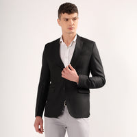 Darelooks men's black blazer elegant modern fit in breathable polyester blend ideal for formal and festive wear
