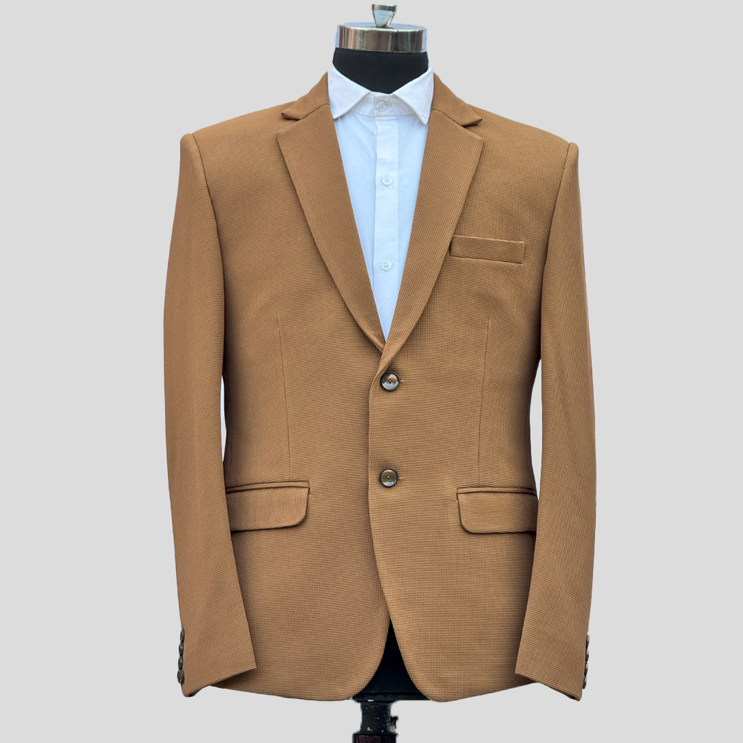 DareLooks brown blazer notch lapel tailored fit versatile fashion