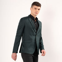 Two-button closure detail on Darelooks deep green blazer  clean finish and premium design