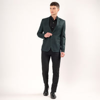 Model wearing Darelooks deep green blazer  size 40 modern fit designed for versatile styling