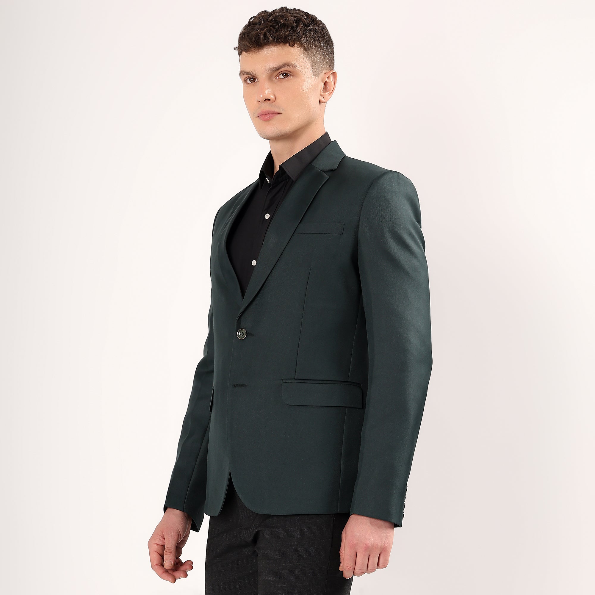 Darelooks men's deep green blazer  modern fit single-breasted with rich color and wrinkle resistant polyester