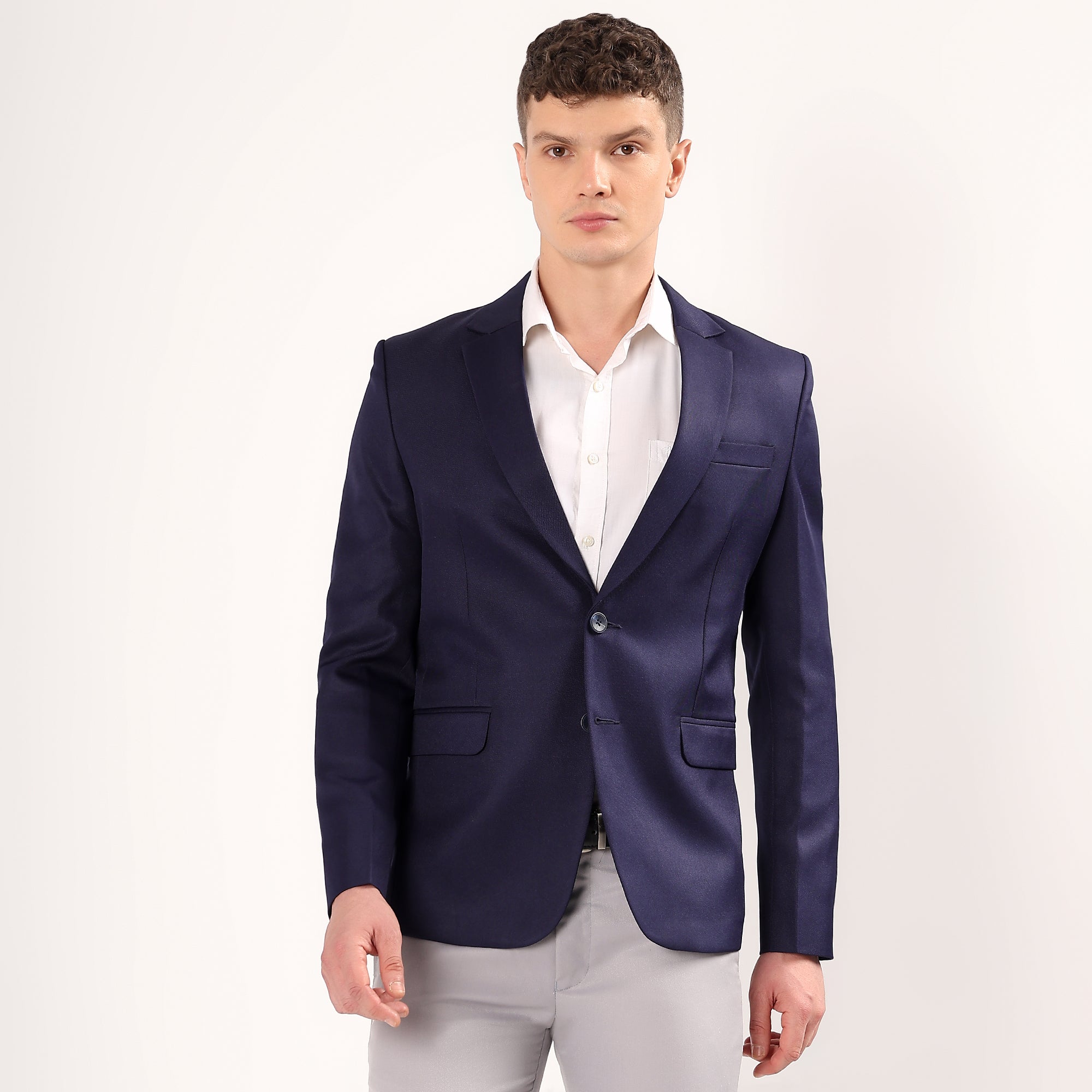 Darelooks men's navy blue blazer  classic single breasted design with modern fit in premium polyester fabric