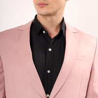 Pastel pink slim fit blazer by Darelooks breathable polyester fabric with double vents and structured design