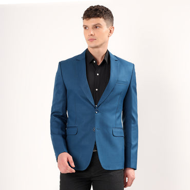 Model styled in Darelooks peacock green blazer tailored modern cut with rich color and two-button closure