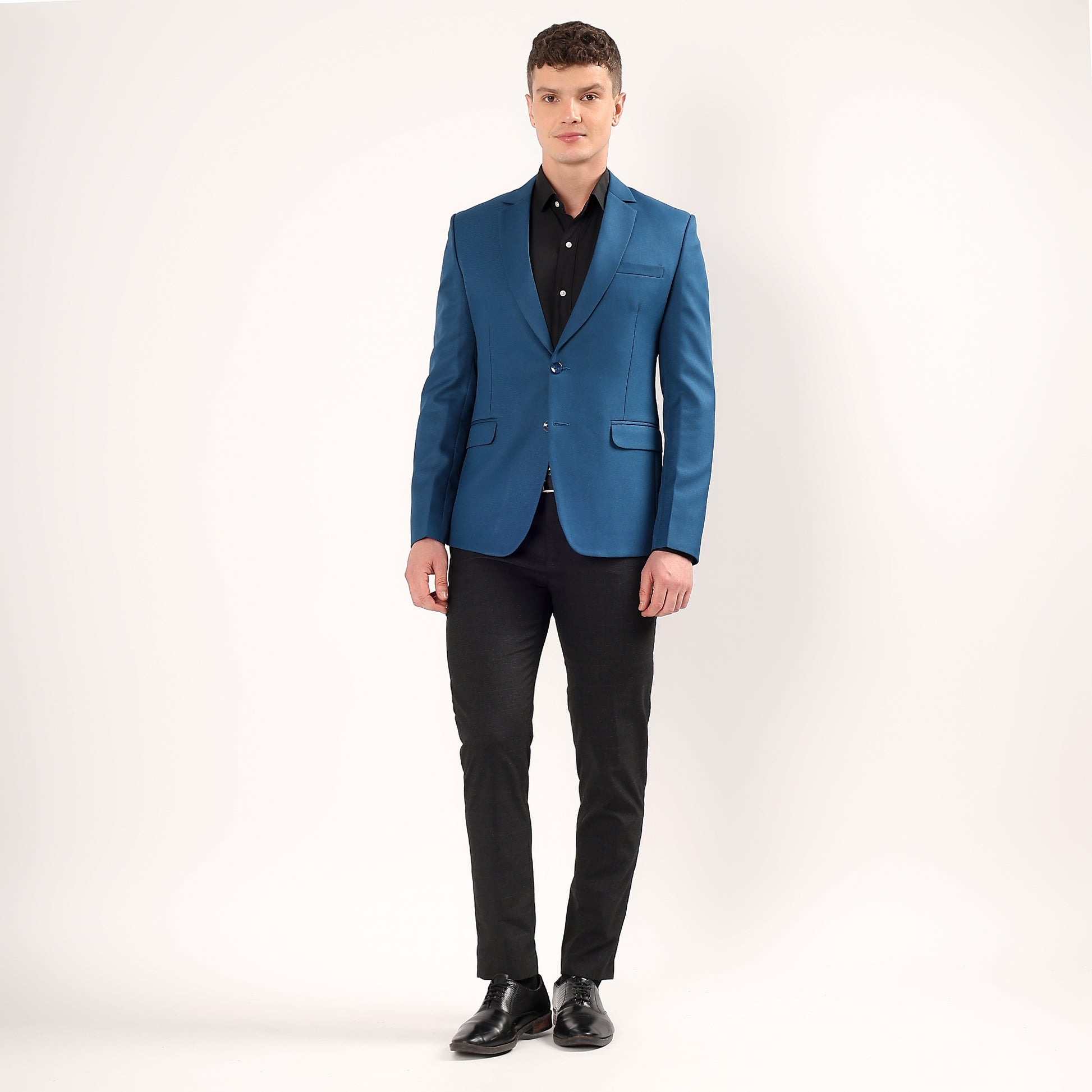 Darelooks men's peacock green blazer vibrant modern fit single breasted polyester ideal for festive and stylish occasions