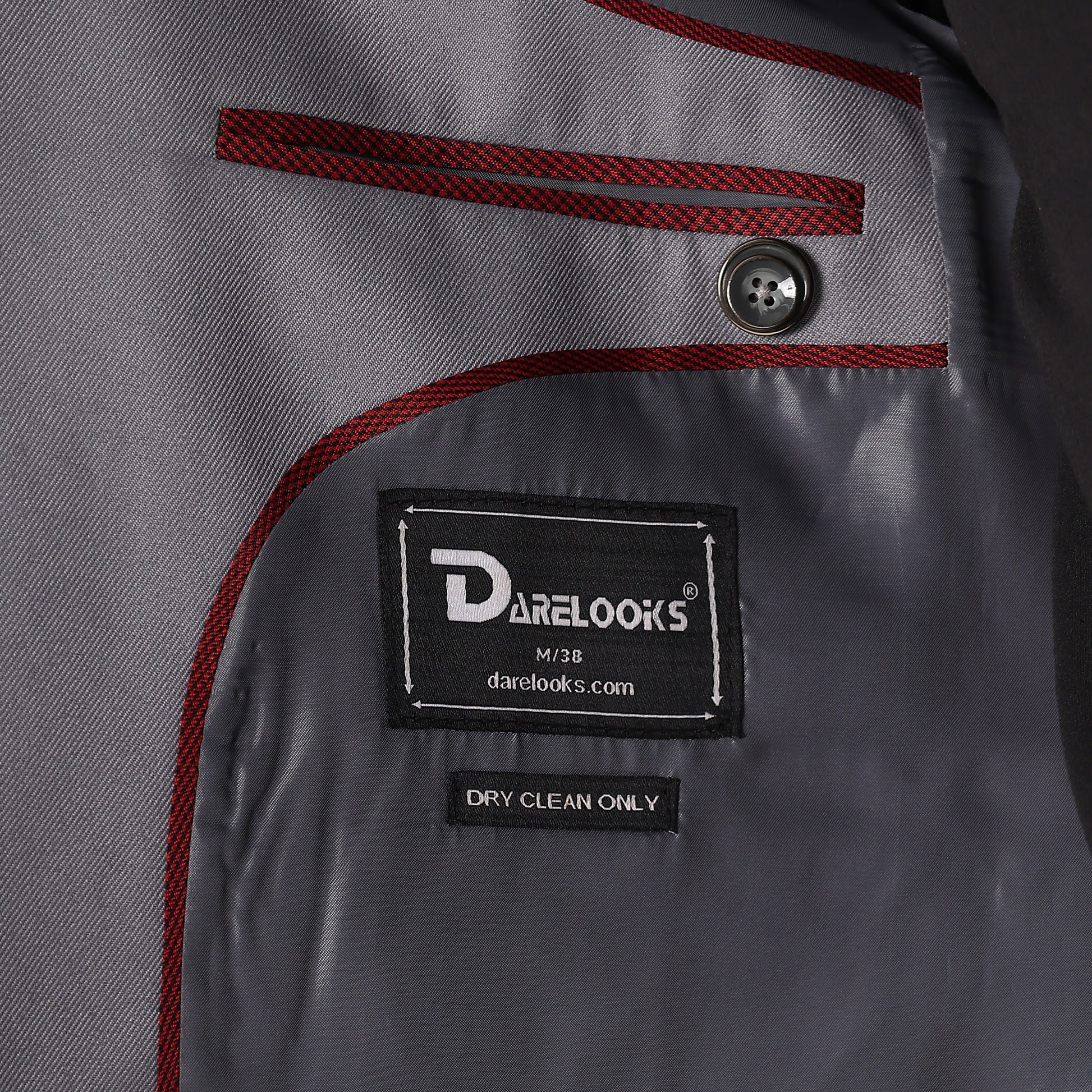 Notch lapel detail on Darelooks Spanish grey blazer  polished and structured tailoring