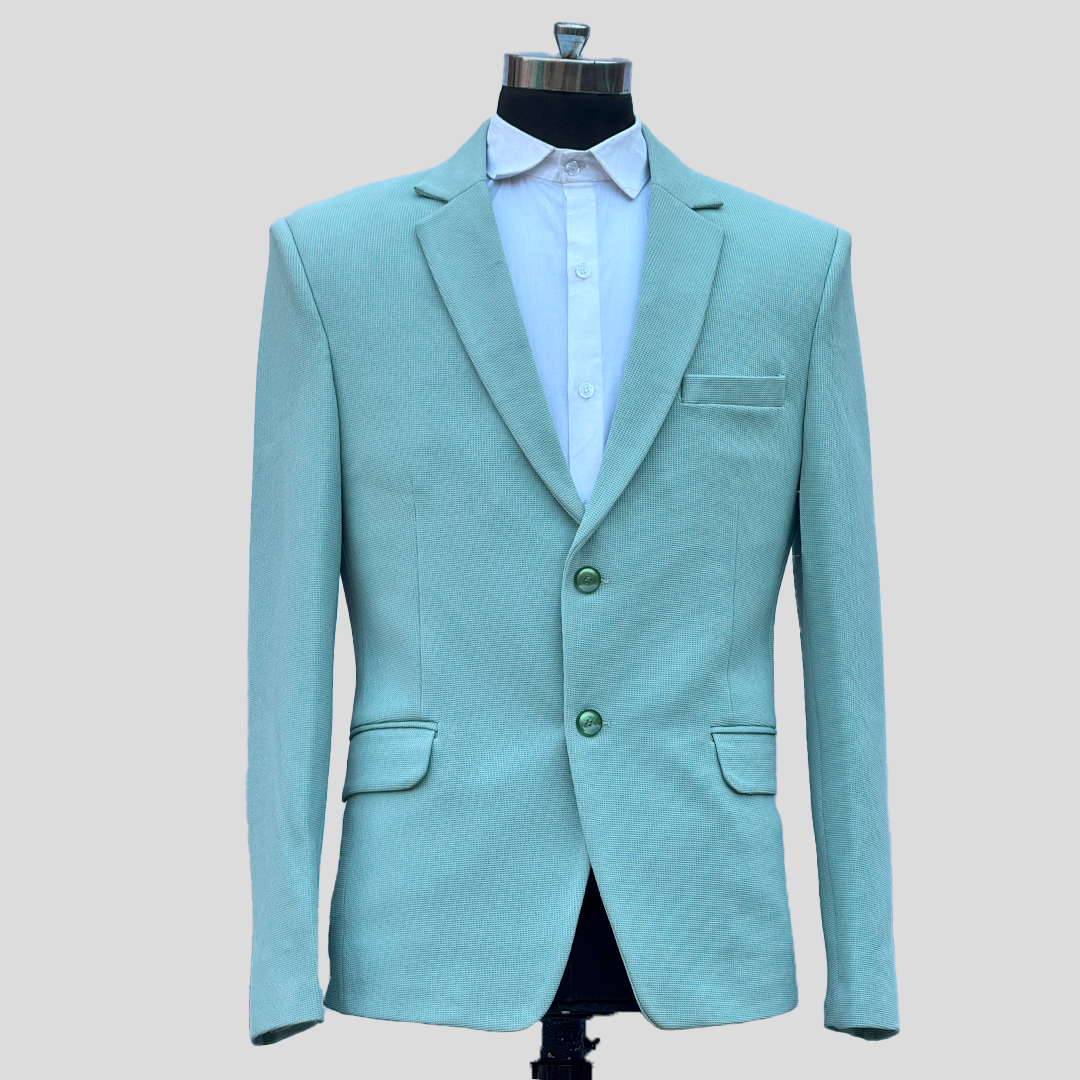 DareLooks men's light cyan blazer textured popcorn fabric stylish fit