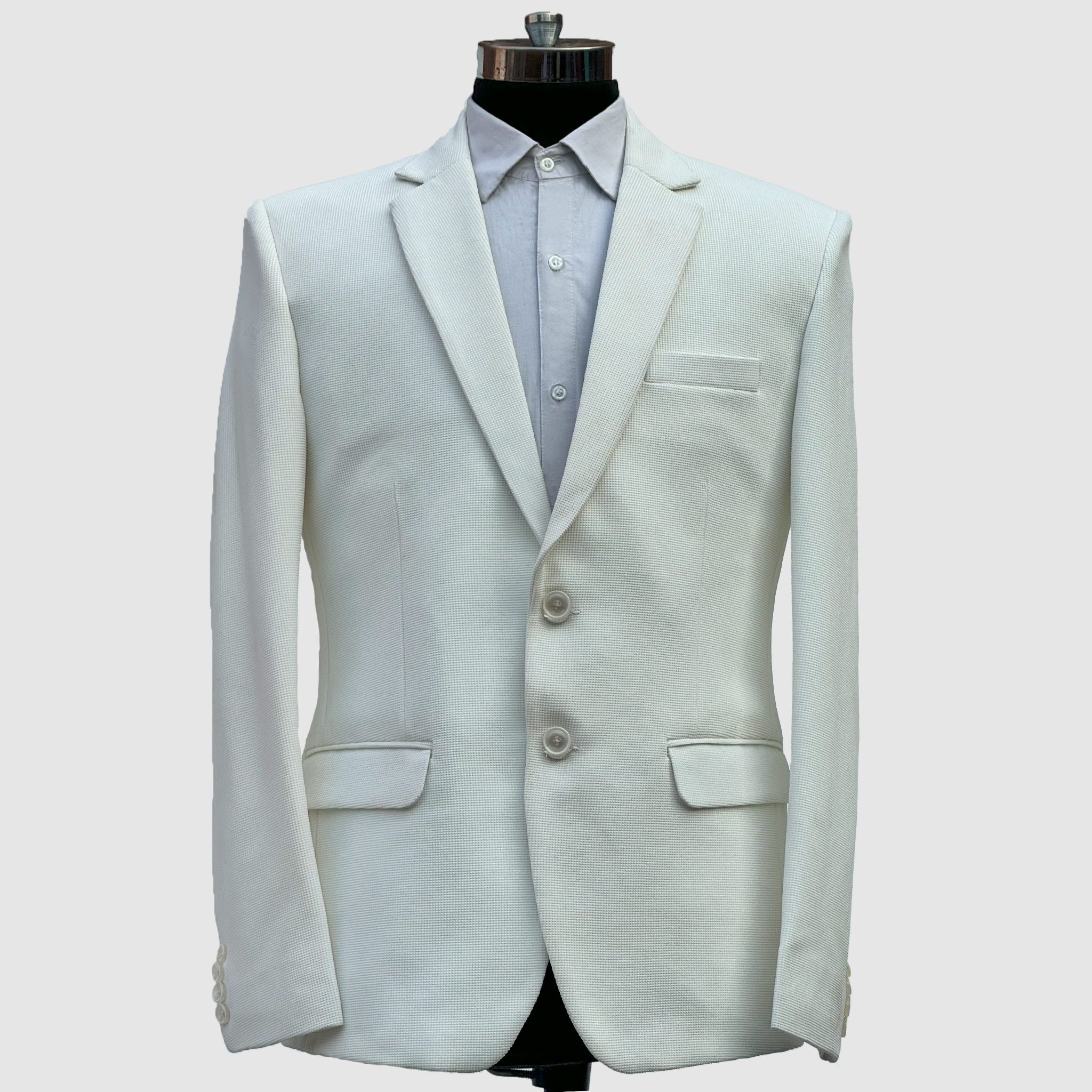 DareLooks men's white blazer  textured popcorn fabric stylish fit